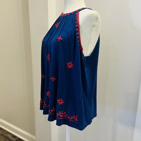 LOFT Women’s Sleeveless Halter Top Blue/Red Size Medium. (A0125) - Picture 2 of 5